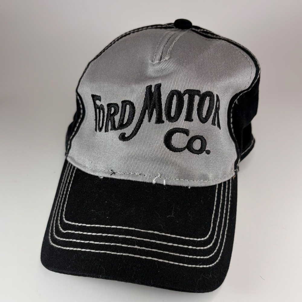 Ford Motor Co Baseball Hat Adjustable Strapback Cap Embroidered Men's Black Grey